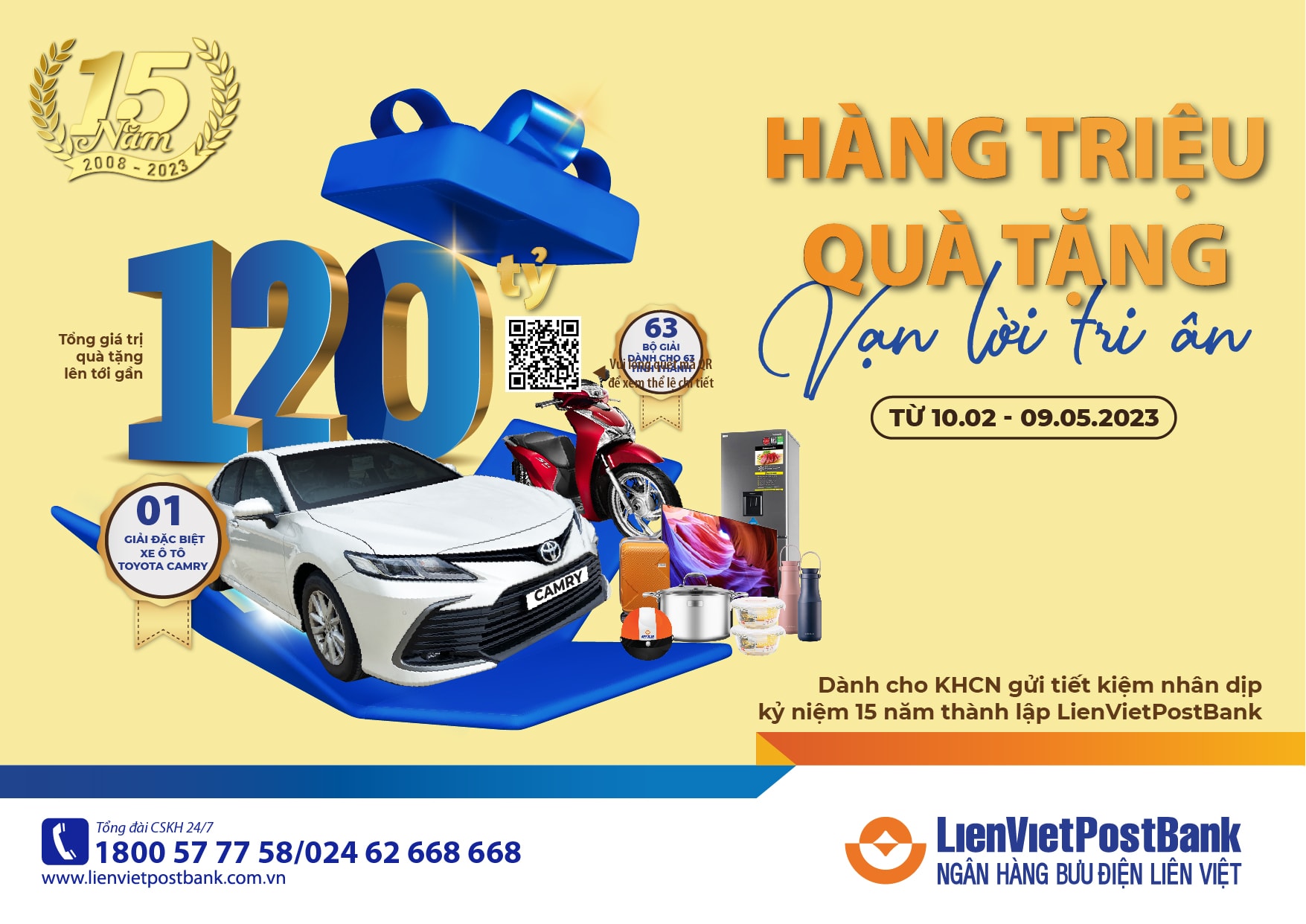 lienvietpostbank danh gan 120 ty dong qua tang cho kh gui tiet kiem nhan ky niem 15 nam thanh lap hinh 1