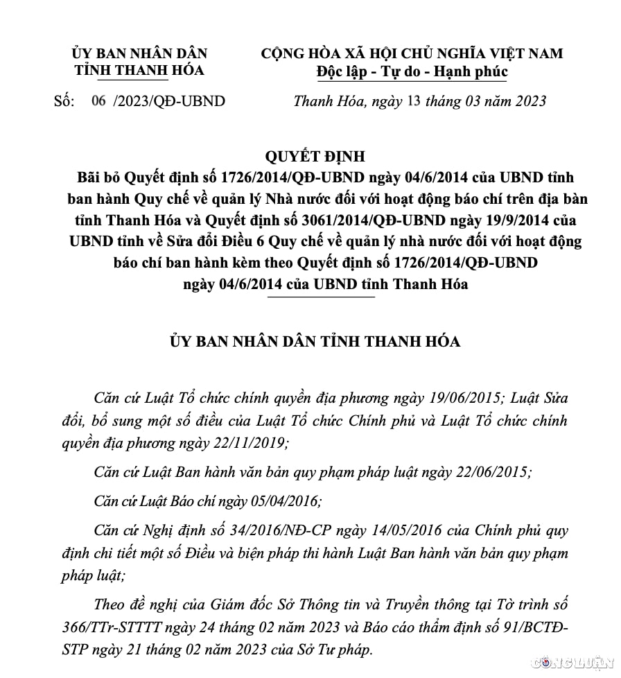 thanh hoa bai bo quyet dinh lien quan den quan ly nha nuoc doi voi hoat dong bao chi hinh 1