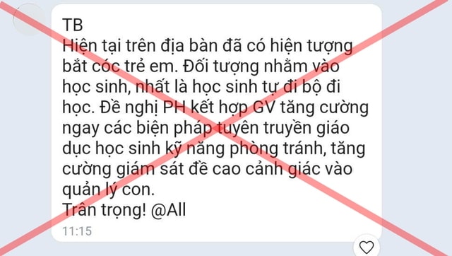 se xu ly nguoi tung tin sai su that ve viec tre em bi bat coc tai quan hoang mai ha noi hinh 1