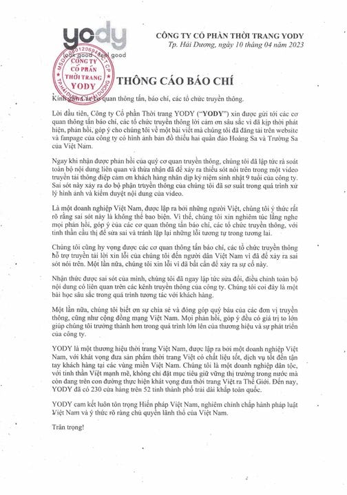 yody xin loi vi dang tai hinh anh thieu hai quan dao hoang sa va truong sa cua viet nam hinh 2