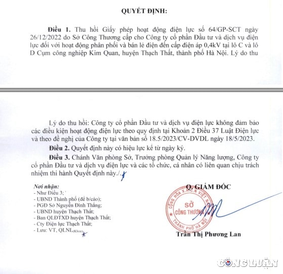 thu hoi giay phep hoat dong dien luc cua cong ty co phan dau tu va dich vu dien luc hinh 2
