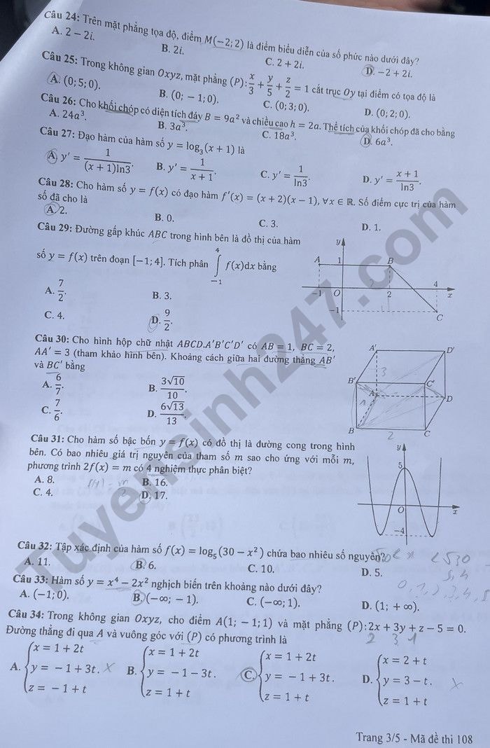 de thi tot nghiep thpt 2023 mon toan ma de 108 hinh 3