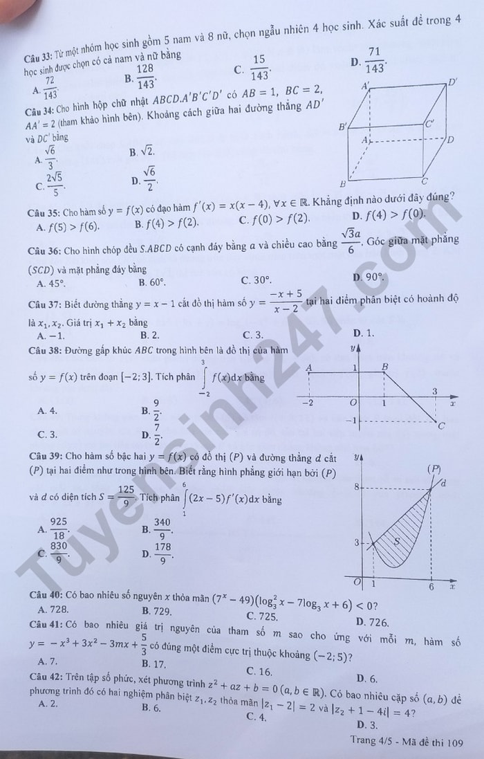de thi tot nghiep thpt 2023 mon toan ma de 109 hinh 4