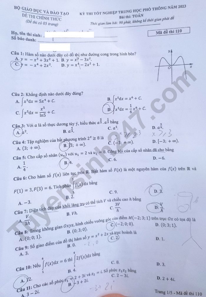 de thi tot nghiep thpt 2023 mon toan ma de 110 hinh 1