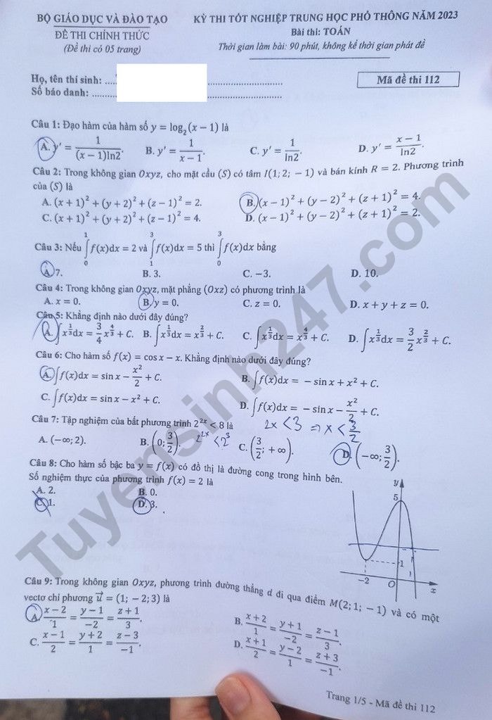 de thi tot nghiep thpt 2023 mon toan ma de 112 hinh 1