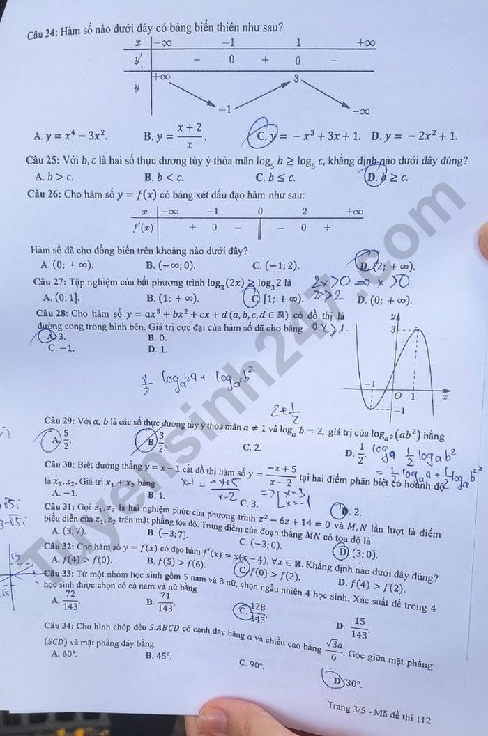 de thi tot nghiep thpt 2023 mon toan ma de 112 hinh 3