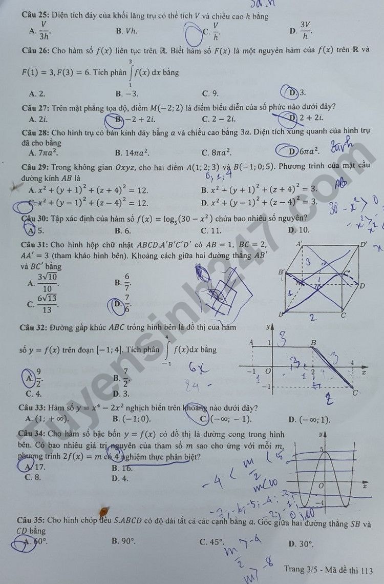 de thi tot nghiep thpt 2023 mon toan ma de 113 hinh 3
