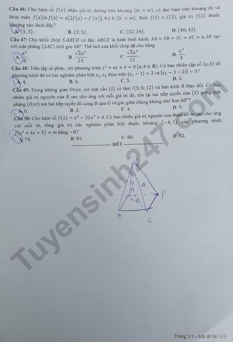 de thi tot nghiep thpt 2023 mon toan ma de 113 hinh 5