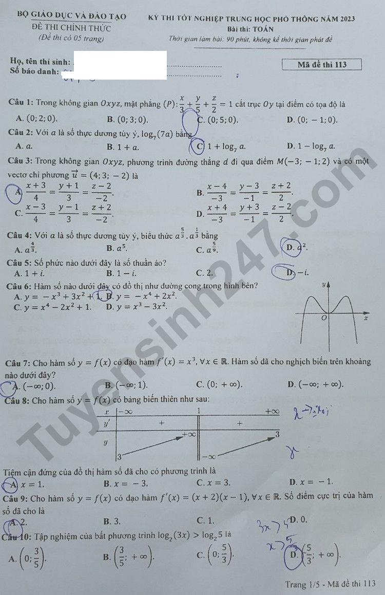 de thi tot nghiep thpt 2023 mon toan ma de 113 hinh 1