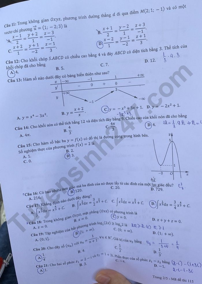de thi tot nghiep thpt 2023 mon toan ma de 115 hinh 2