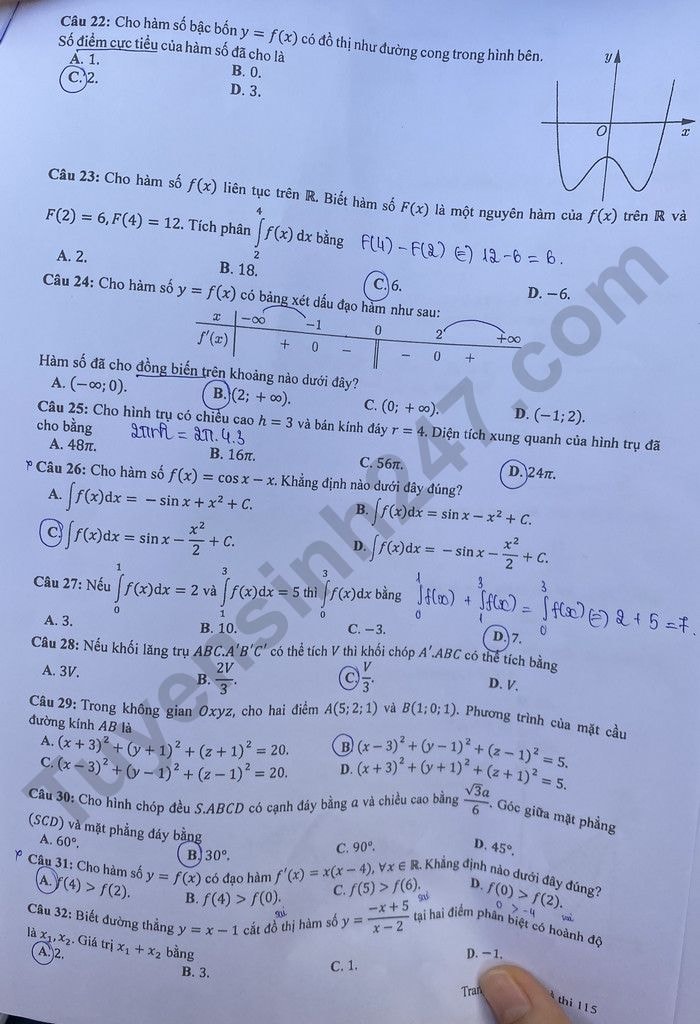 de thi tot nghiep thpt 2023 mon toan ma de 115 hinh 3