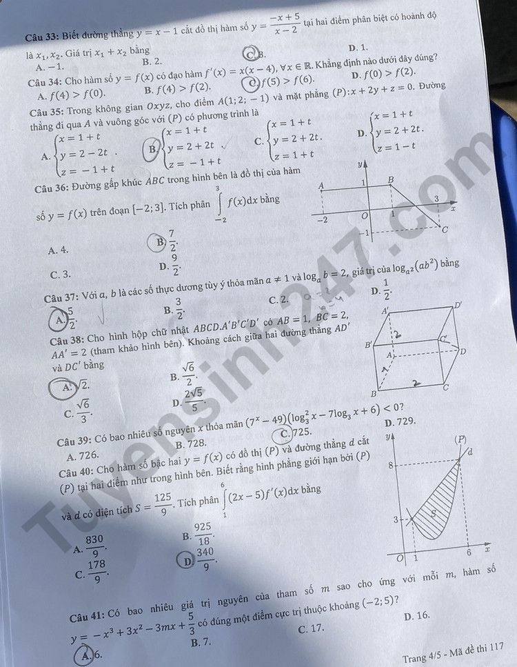 de thi tot nghiep thpt 2023 mon toan ma de 117 hinh 4