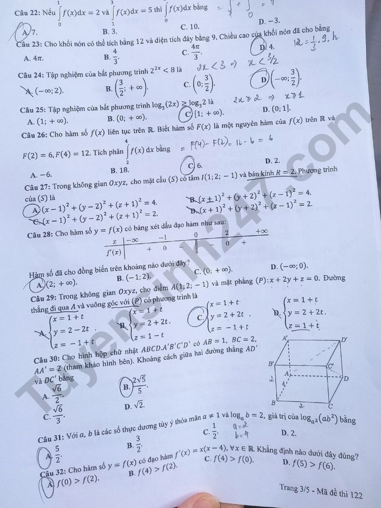 de thi tot nghiep thpt 2023 mon toan ma de 122 hinh 3