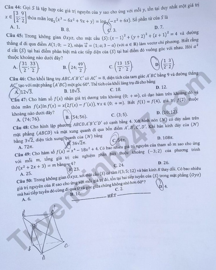 de thi tot nghiep thpt 2023 mon toan ma de 122 hinh 5
