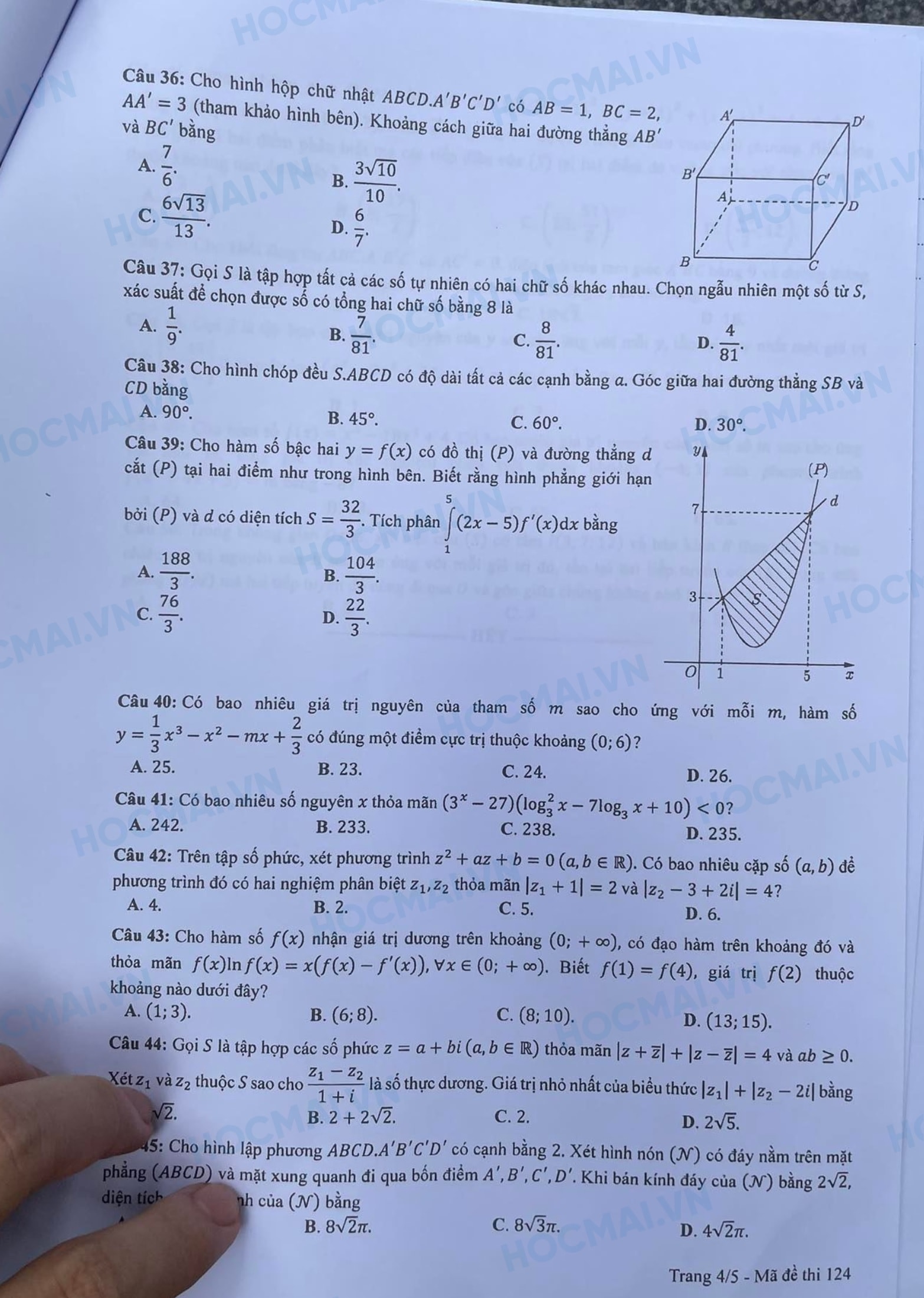 de thi tot nghiep thpt 2023 mon toan ma de 124 hinh 4