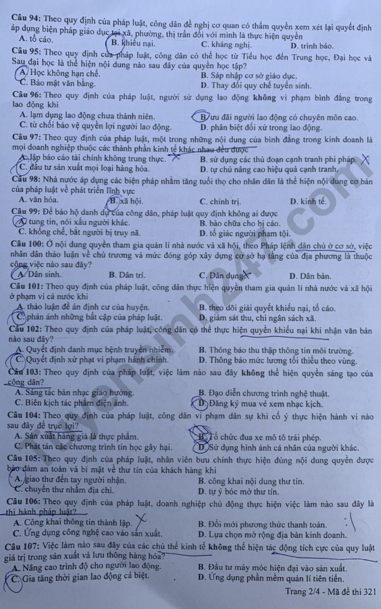 de thi tot nghiep thpt 2023 mon giao duc cong dan ma de 321 hinh 2