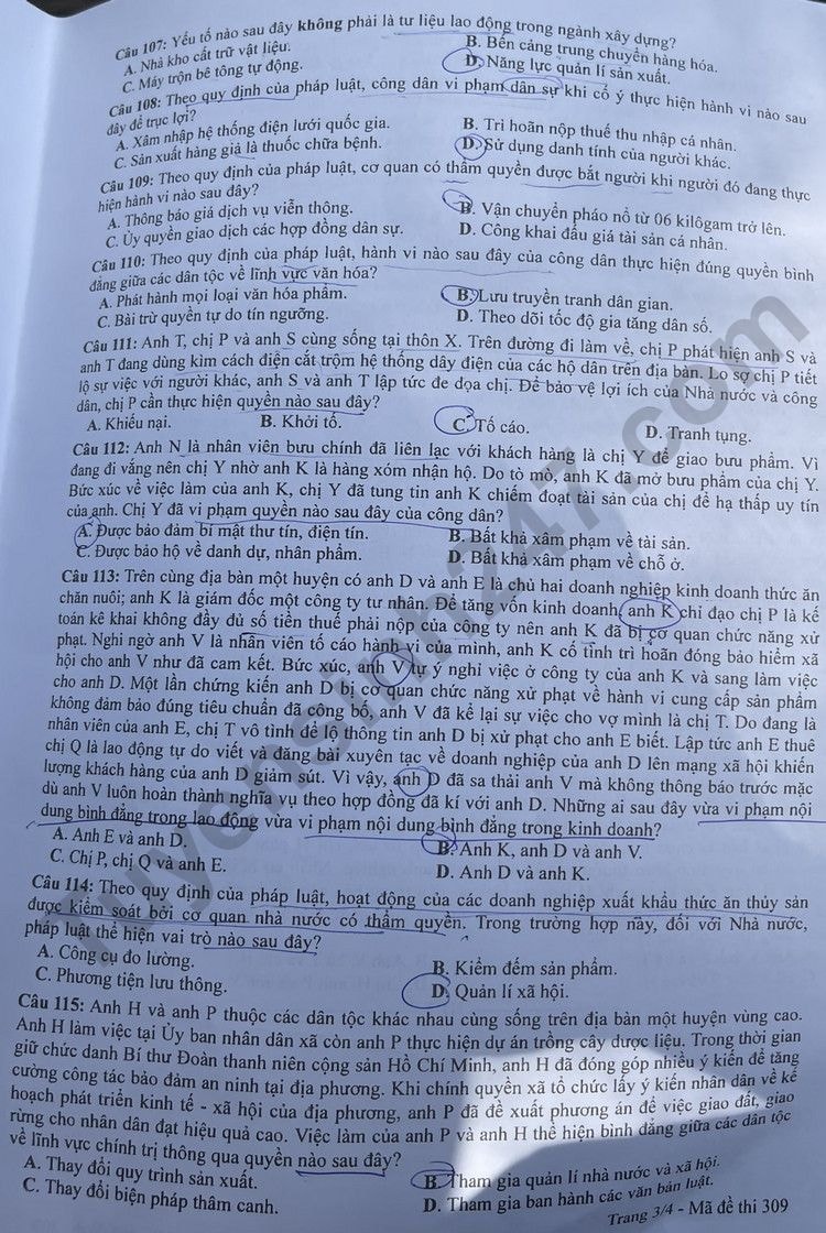 de thi tot nghiep thpt 2023 mon giao duc cong dan ma de 309 hinh 3
