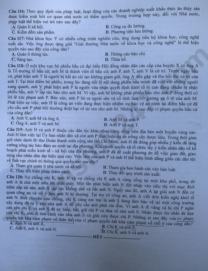 de thi tot nghiep thpt 2023 mon giao duc cong dan ma de 312 hinh 4