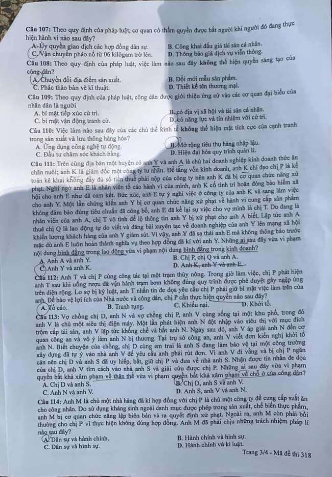 de thi tot nghiep thpt 2023 mon giao duc cong dan ma de 318 hinh 3