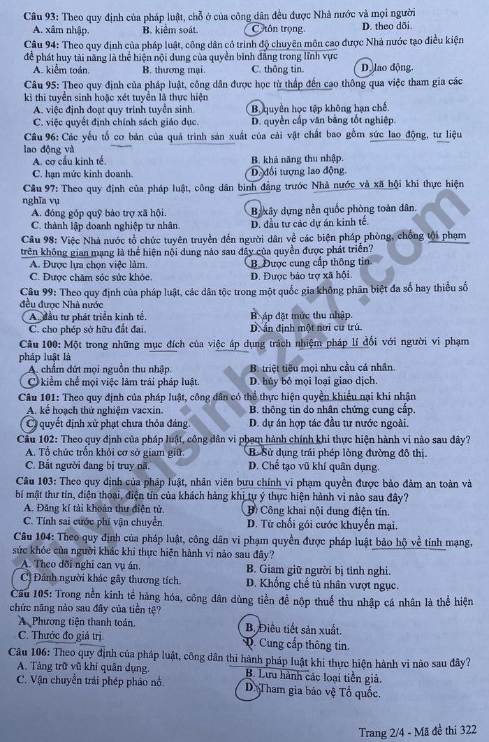 de thi tot nghiep thpt 2023 mon giao duc cong dan ma de 322 hinh 2