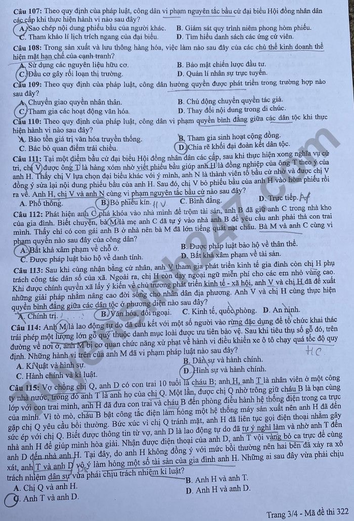 de thi tot nghiep thpt 2023 mon giao duc cong dan ma de 322 hinh 3