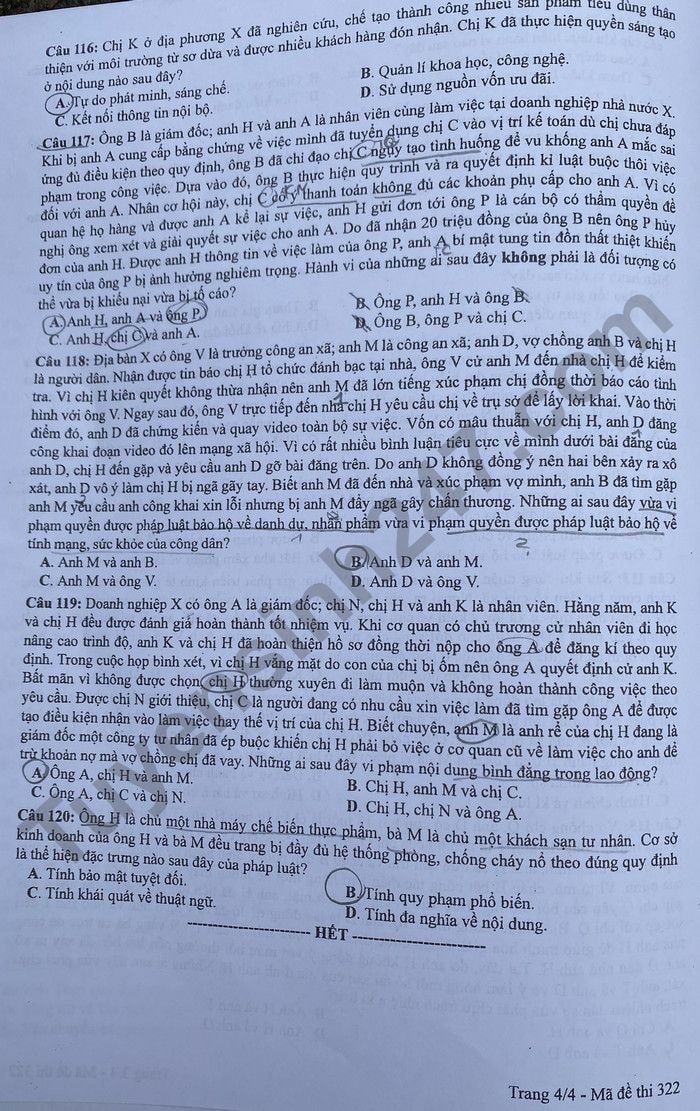 de thi tot nghiep thpt 2023 mon giao duc cong dan ma de 322 hinh 4