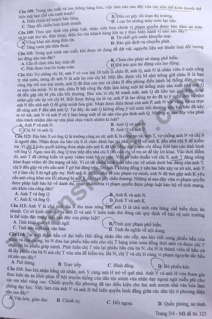 de thi tot nghiep thpt 2023 mon giao duc cong dan ma de 323 hinh 3