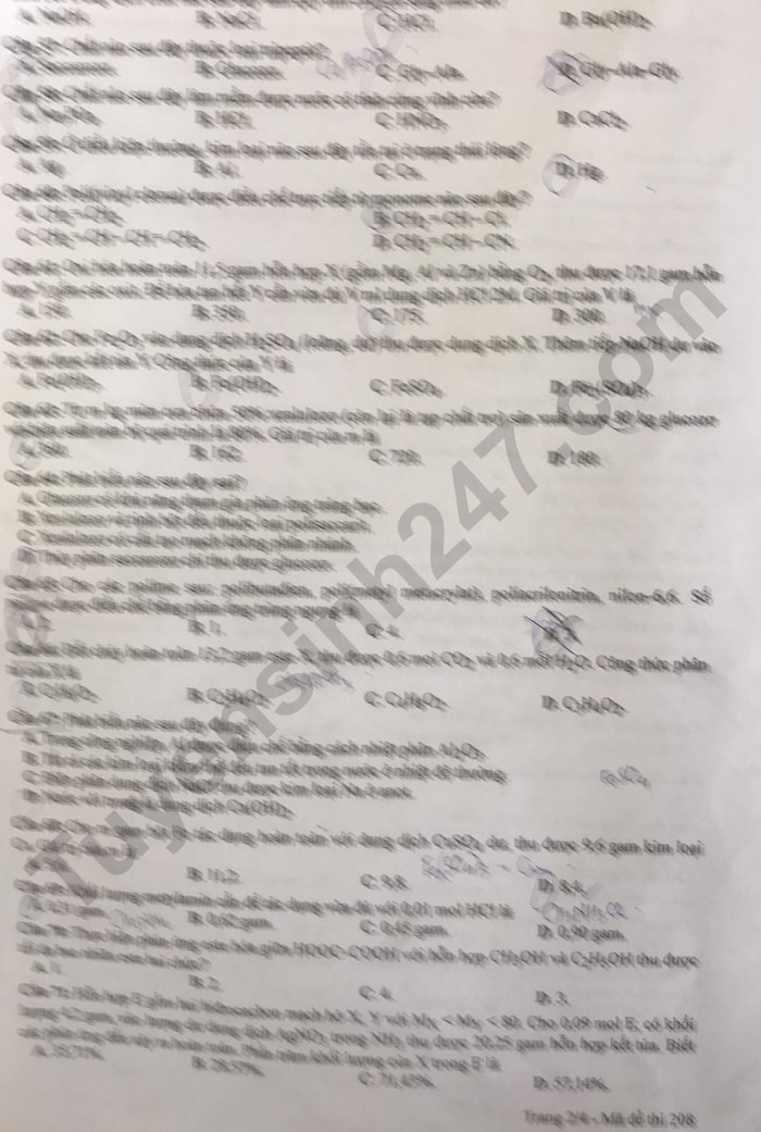 de thi tot nghiep thpt 2023 mon hoa hoc ma de 208 hinh 2