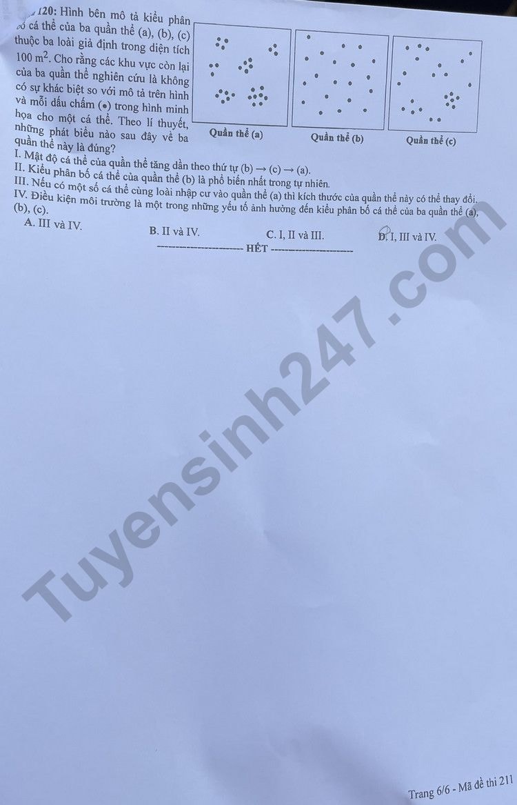 de thi tot nghiep thpt 2023 mon sinh hoc ma de 211 hinh 6