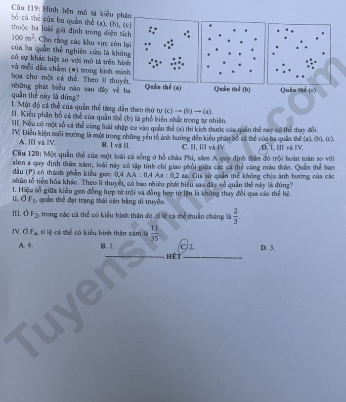 de thi tot nghiep thpt 2023 mon sinh hoc ma de 214 hinh 6