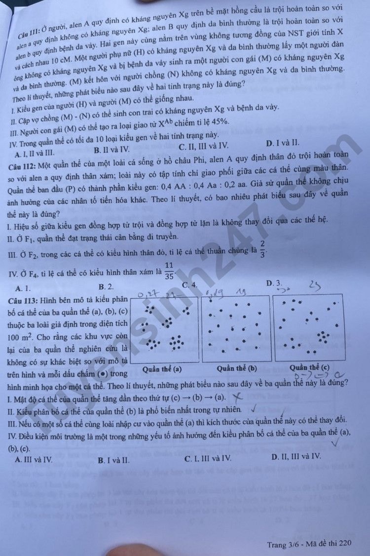 de thi tot nghiep thpt 2023 mon sinh hoc ma de 220 hinh 3