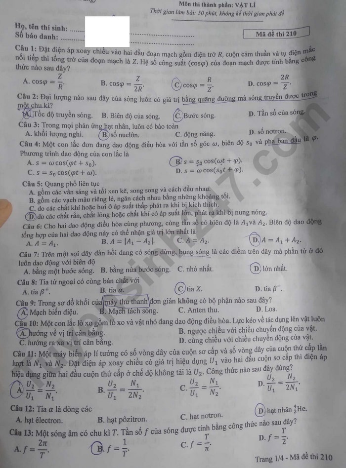 de thi tot nghiep thpt 2023 mon vat ly ma de 210 hinh 1