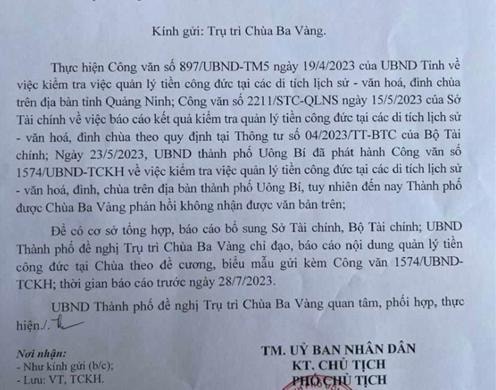 thanh pho uong bi quang ninh de nghi chua ba vang bao cao bo sung so lieu tien cong duc hinh 1