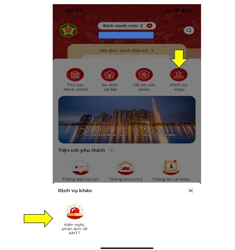 huong dan gui kien nghi phan anh ve an ninh trat tu to giac toi pham bang ung dung vneid cua bo cong an hinh 2