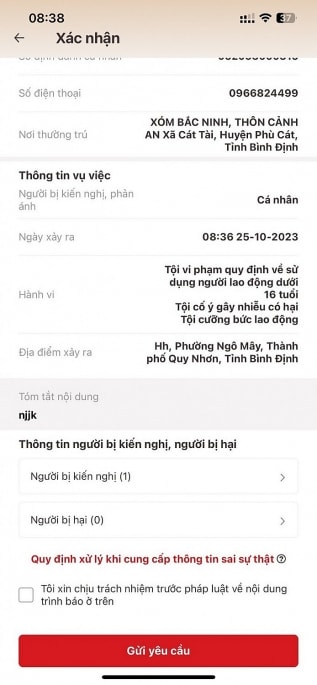 huong dan gui kien nghi phan anh ve an ninh trat tu to giac toi pham bang ung dung vneid cua bo cong an hinh 5