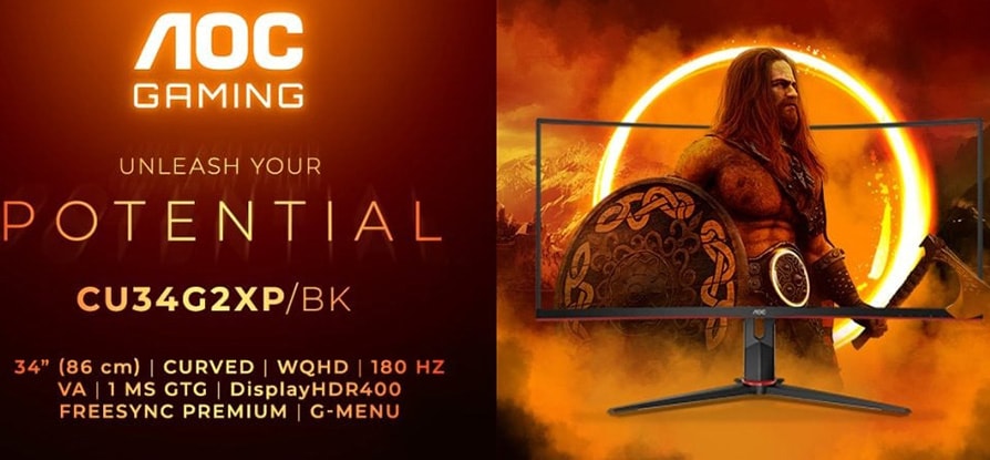 hinh anh man hinh gaming moi aoc cu34g2xp bk hinh 1