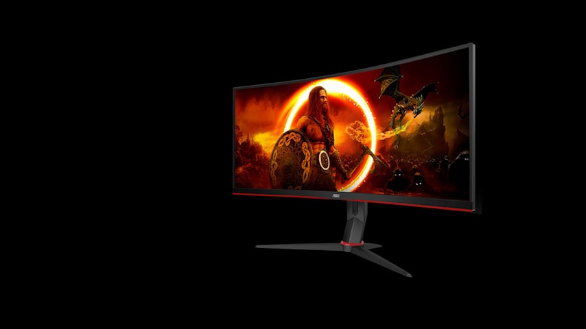 hinh anh man hinh gaming moi aoc cu34g2xp bk hinh 2