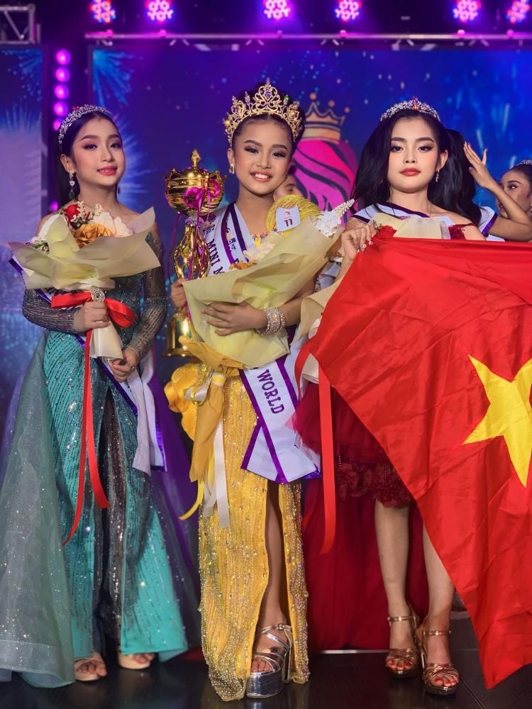 nguyen tran bao linh rang ro dang quang a hau mini miss junior idol world 2024 tai thai lan hinh 2