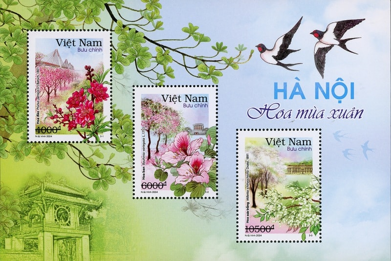 phat hanh bo tem ha noi 12 mua hoa hinh 1
