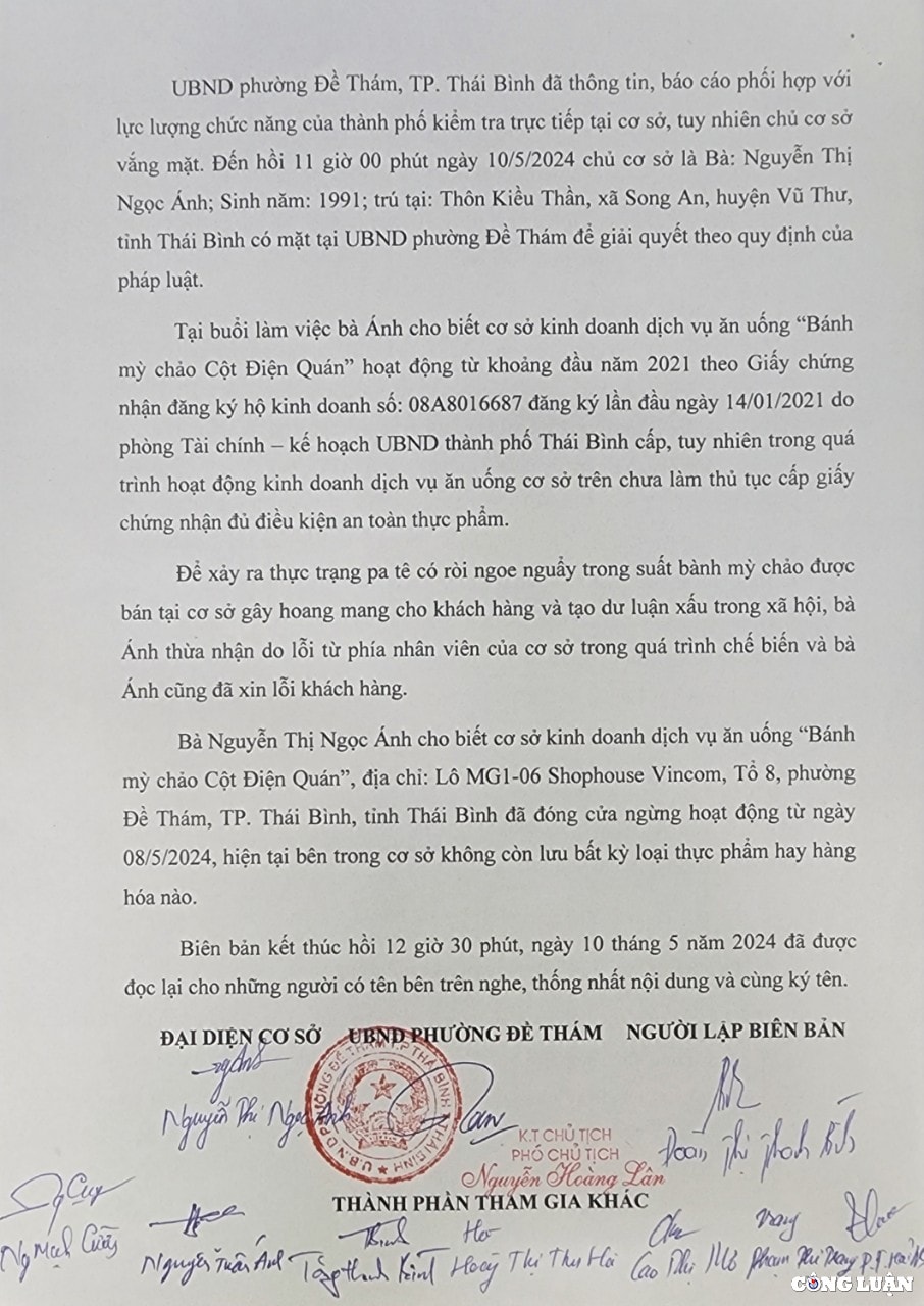banh mi chao cot dien quan co sinh vat la o thai binh loi do nhan vien quan ly che bien hinh 1