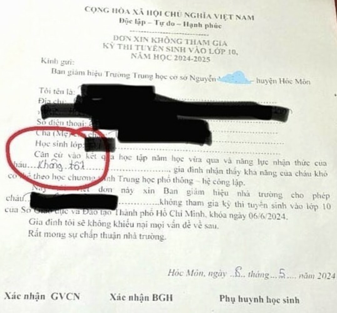 xon xao mau don ep hoc sinh kem bo thi vao lop 10 o tp hcm hinh 1