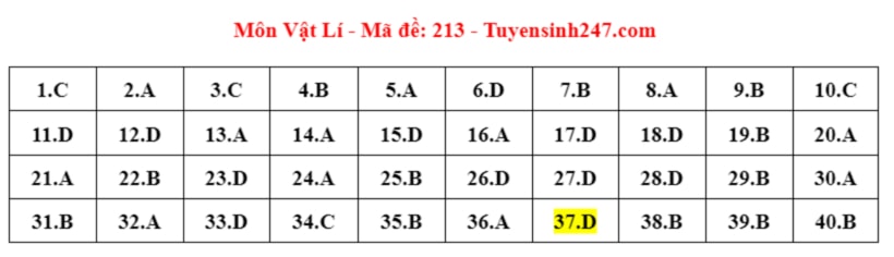 dap an de thi tot nghiep thpt 2024 mon vat li ma de 213 tham khao hinh 1