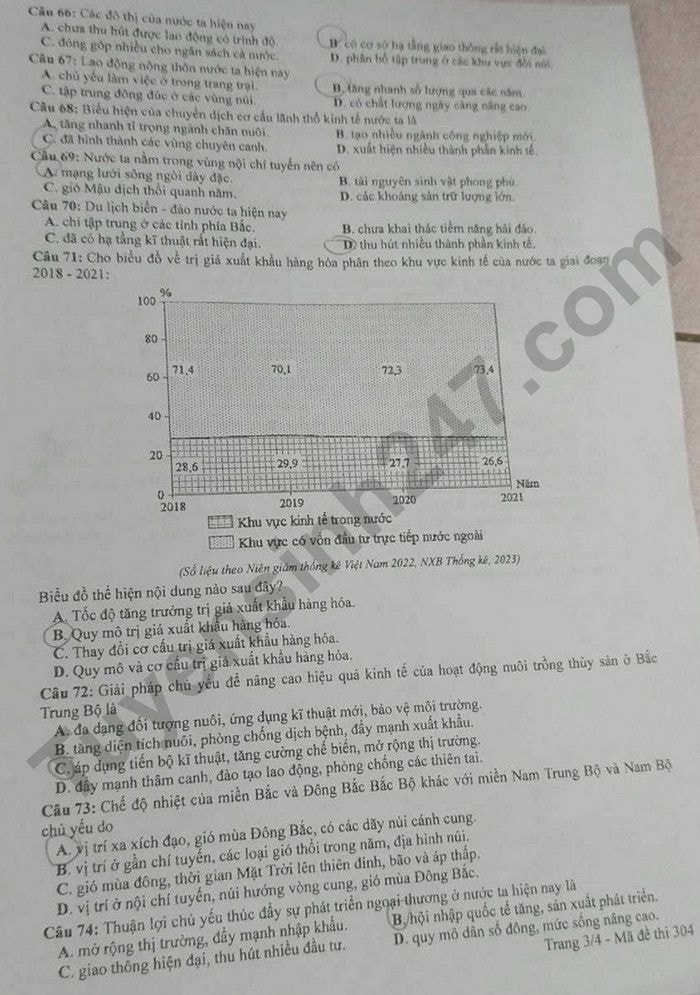 de thi tot nghiep thpt 2024 mon dia ly ma de 304 hinh 3