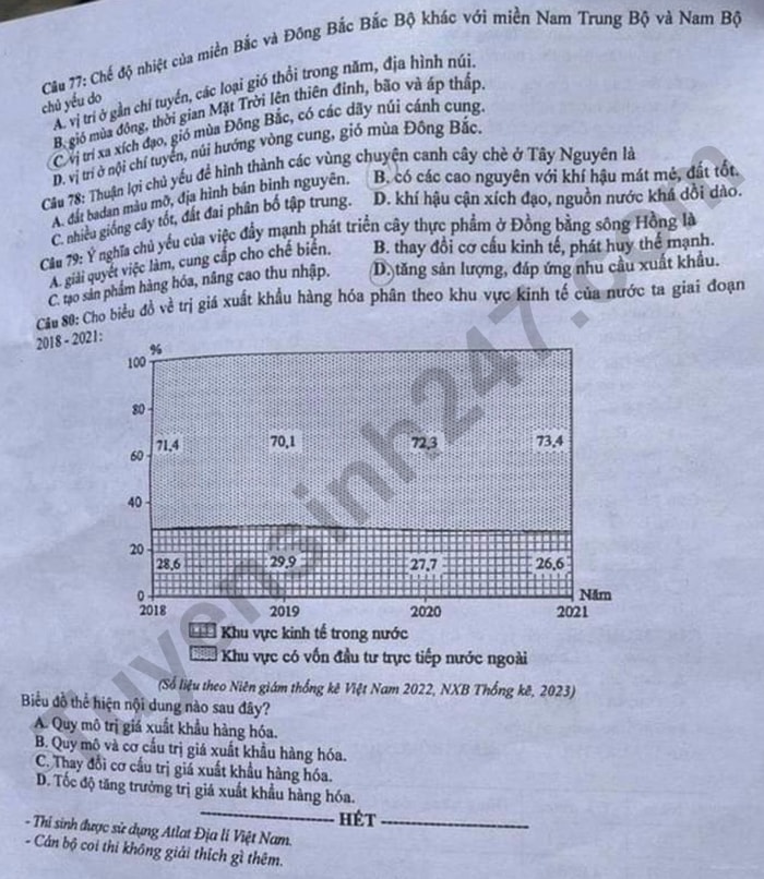 de thi tot nghiep thpt 2024 mon dia ly ma de 306 hinh 4
