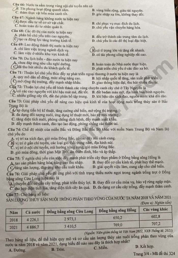 de thi tot nghiep thpt 2024 mon dia li ma de 324 hinh 3