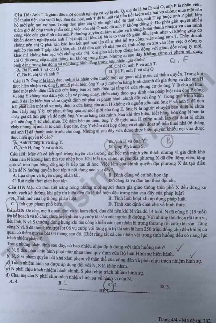 de thi tot nghiep thpt 2024 mon giao duc cong dan ma de 302 hinh 4