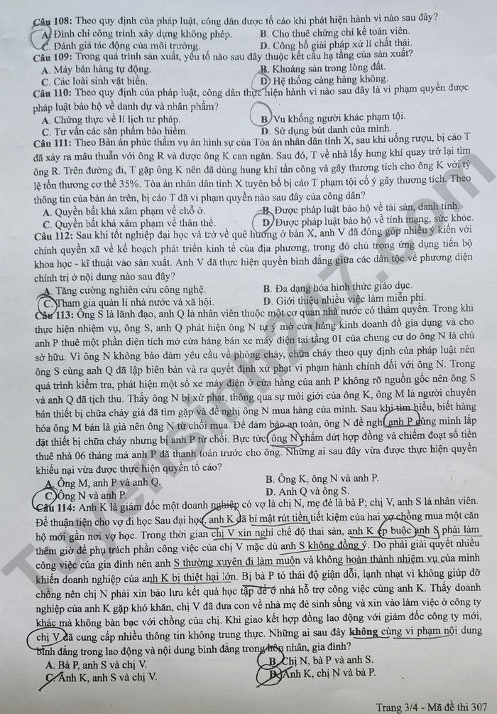 de thi tot nghiep thpt 2024 mon giao duc cong dan ma de 307 hinh 3