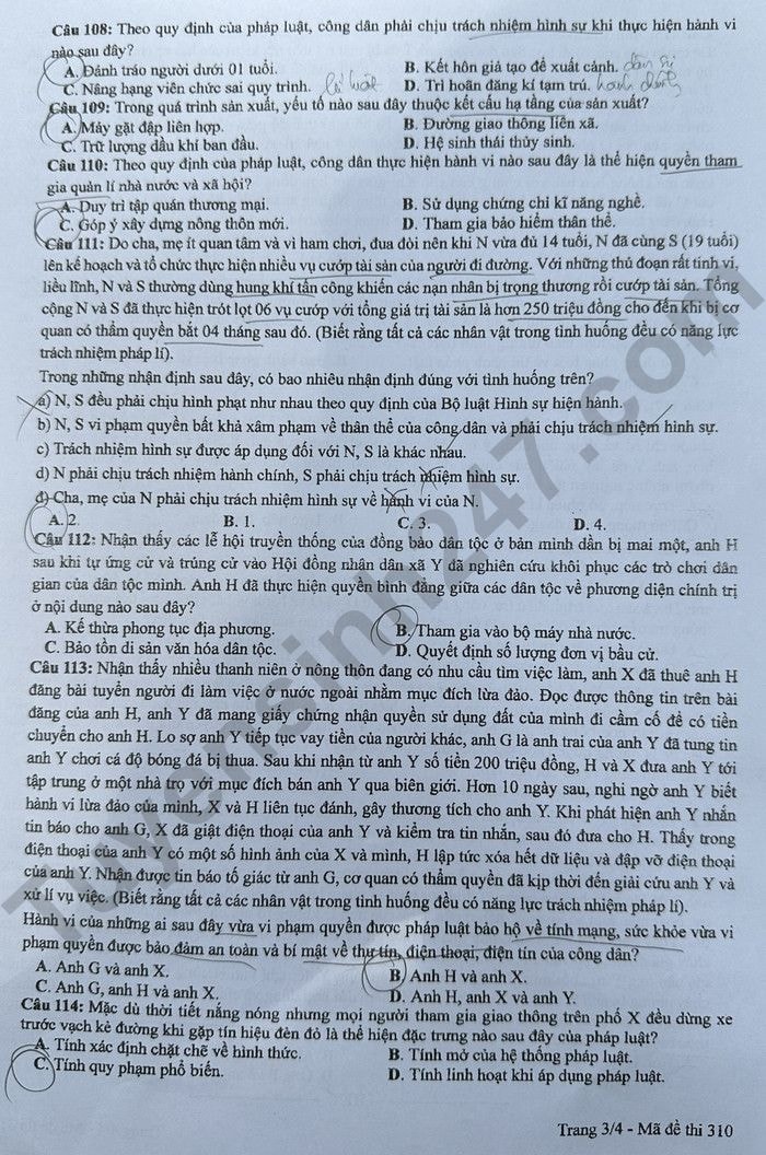 de thi tot nghiep thpt 2024 mon giao duc cong dan ma de 310 hinh 3