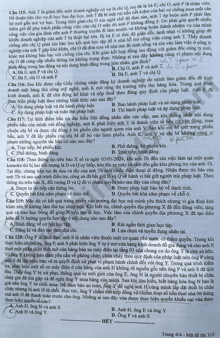 de thi tot nghiep thpt 2024 mon giao duc cong dan ma de 310 hinh 4