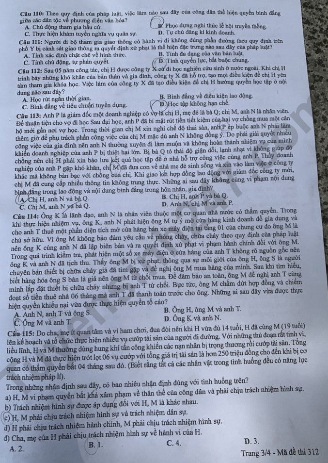 de thi tot nghiep thpt 2024 mon giao duc cong dan ma de 312 hinh 3
